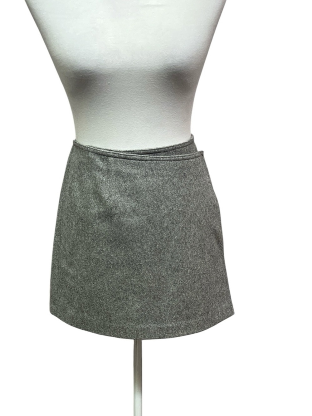 Express Gray Wool-Blend Wrap Skirt